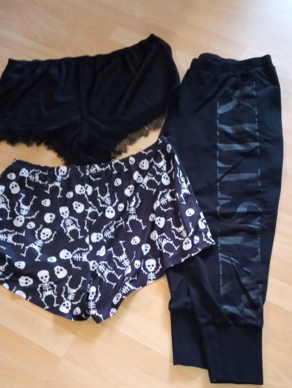 Black Track Joggers & Skull Print Lounge Shorts Set